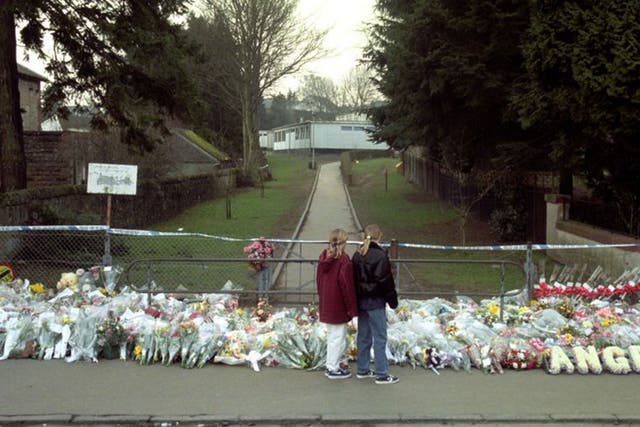 Outside Dunblane Primary School on 14 March 1996, after 16 pupils and a teacher were murdered