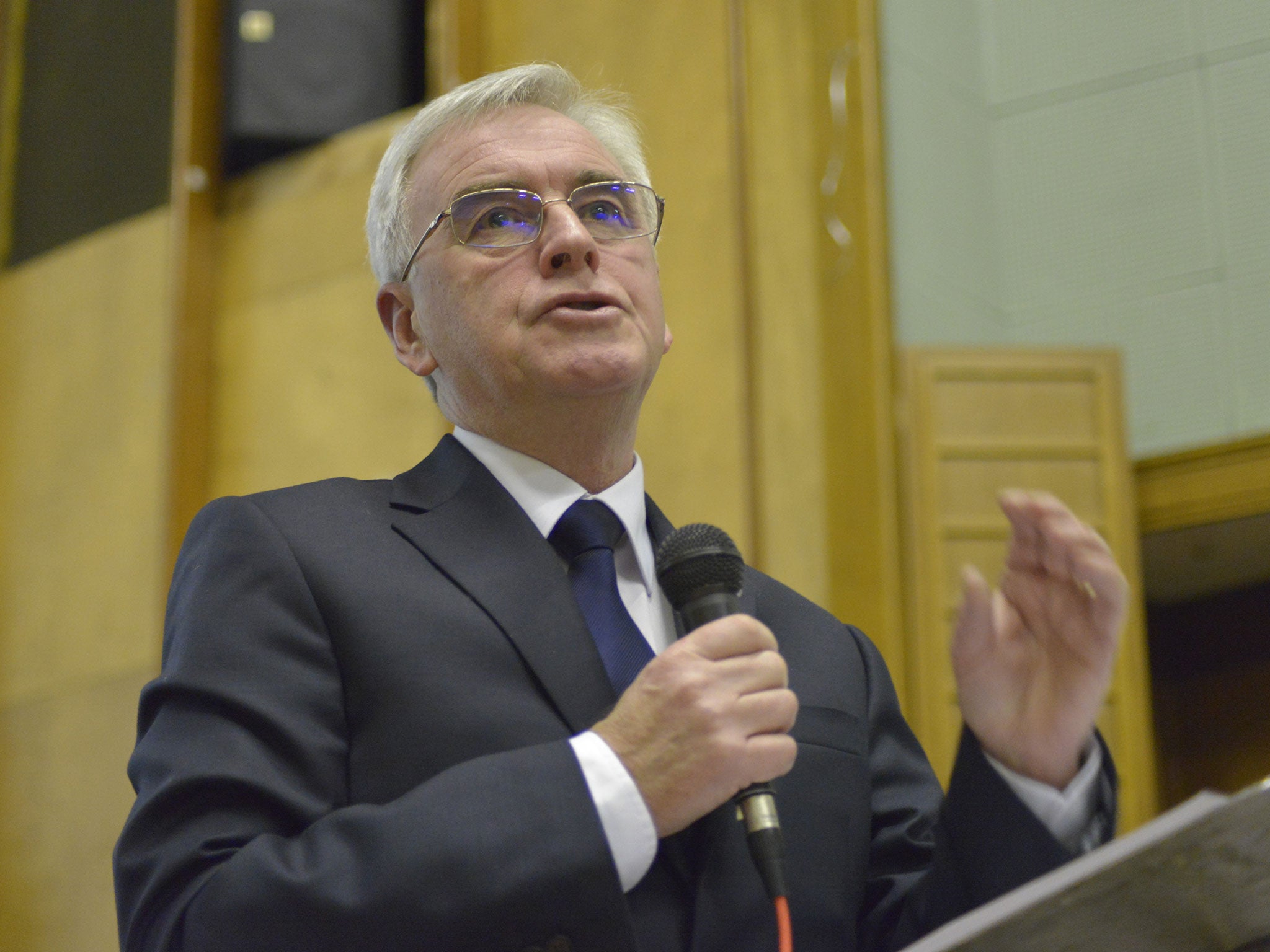 John McDonnell speaking at the 'Building an Economy to Serve People and Not Profit', an alternative economics event in Manchester, in January