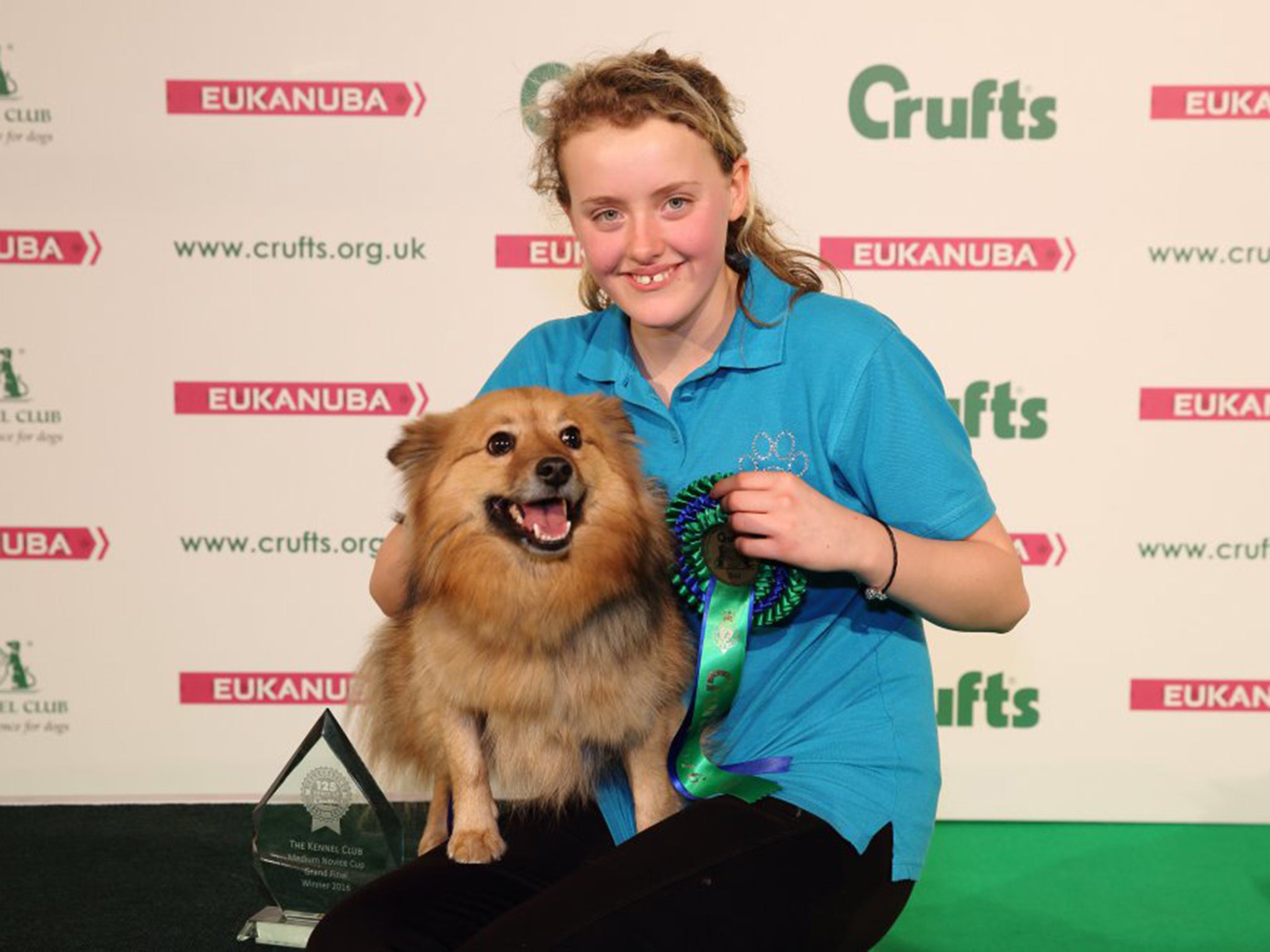 The Kennel Club Medium Novice Cup Grand Final winner Barney, with his owner Alicia Hancock