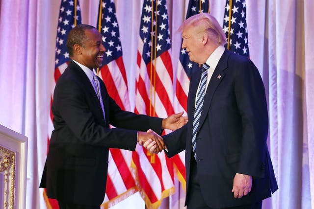 Mr Carson endorsed Mr Trump at the billionaire's Mars-A-Lago beach club in Palm Beach