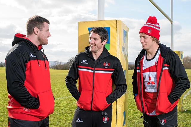 Ben Morgan, James Hook and Billy Twelvetrees at Gloucester’s training ground, where they spoke with our rugby union correspondent Chris Hewett