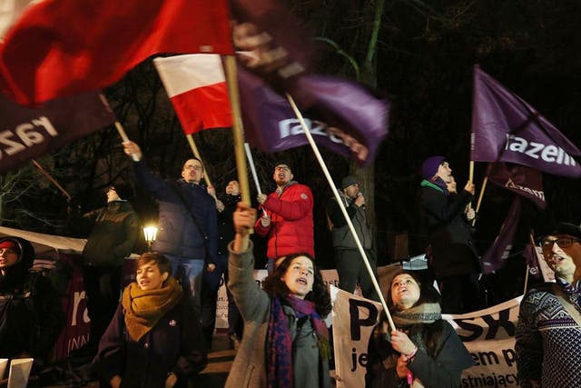 Protesters gather in  Warsaw to oppose reforms that have been deemed illegal by Poland’s Constitutional Court