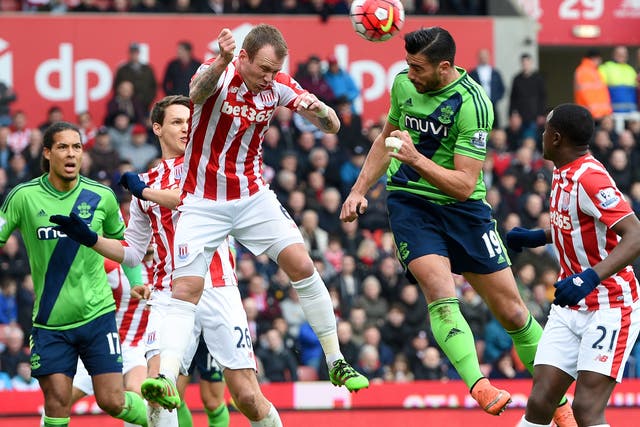 Southampton striker Graziano Pelle heads home the opening goal