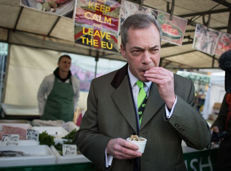 Ukip leader Nigel Farage campaigning for a ‘Brexit’ in Essex
