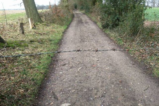 The barbed wire trap found across a Kent footpath