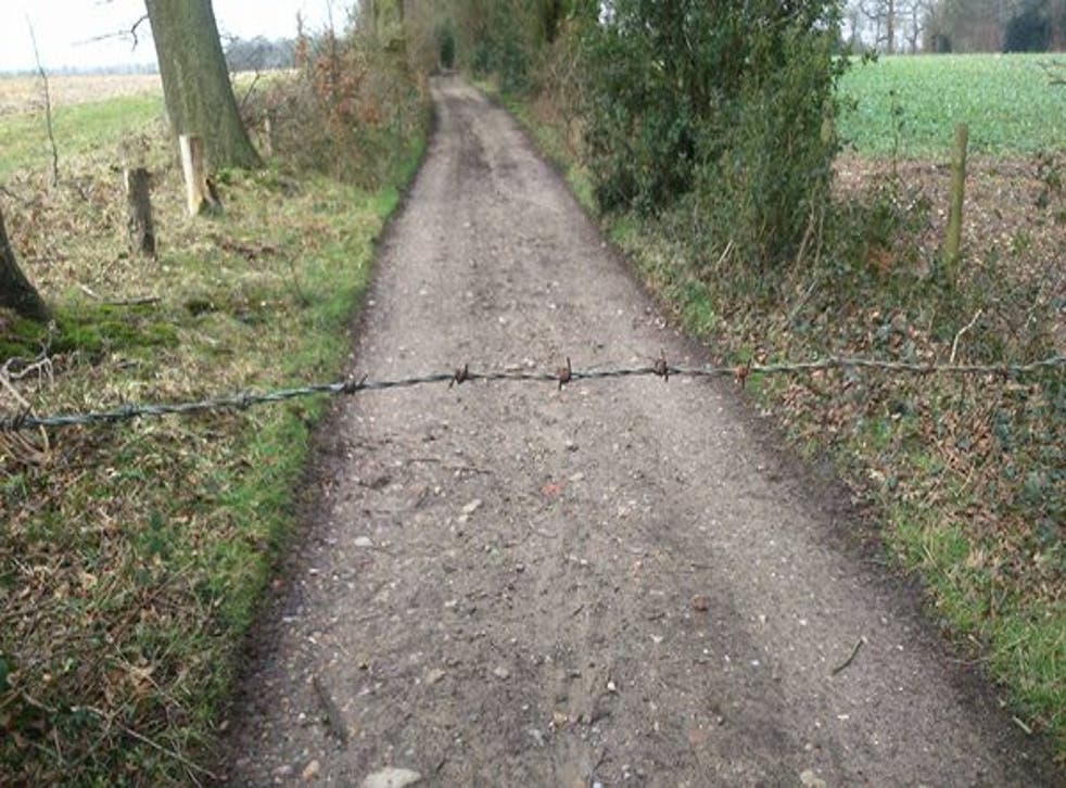The barbed wire trap found across a Kent footpath