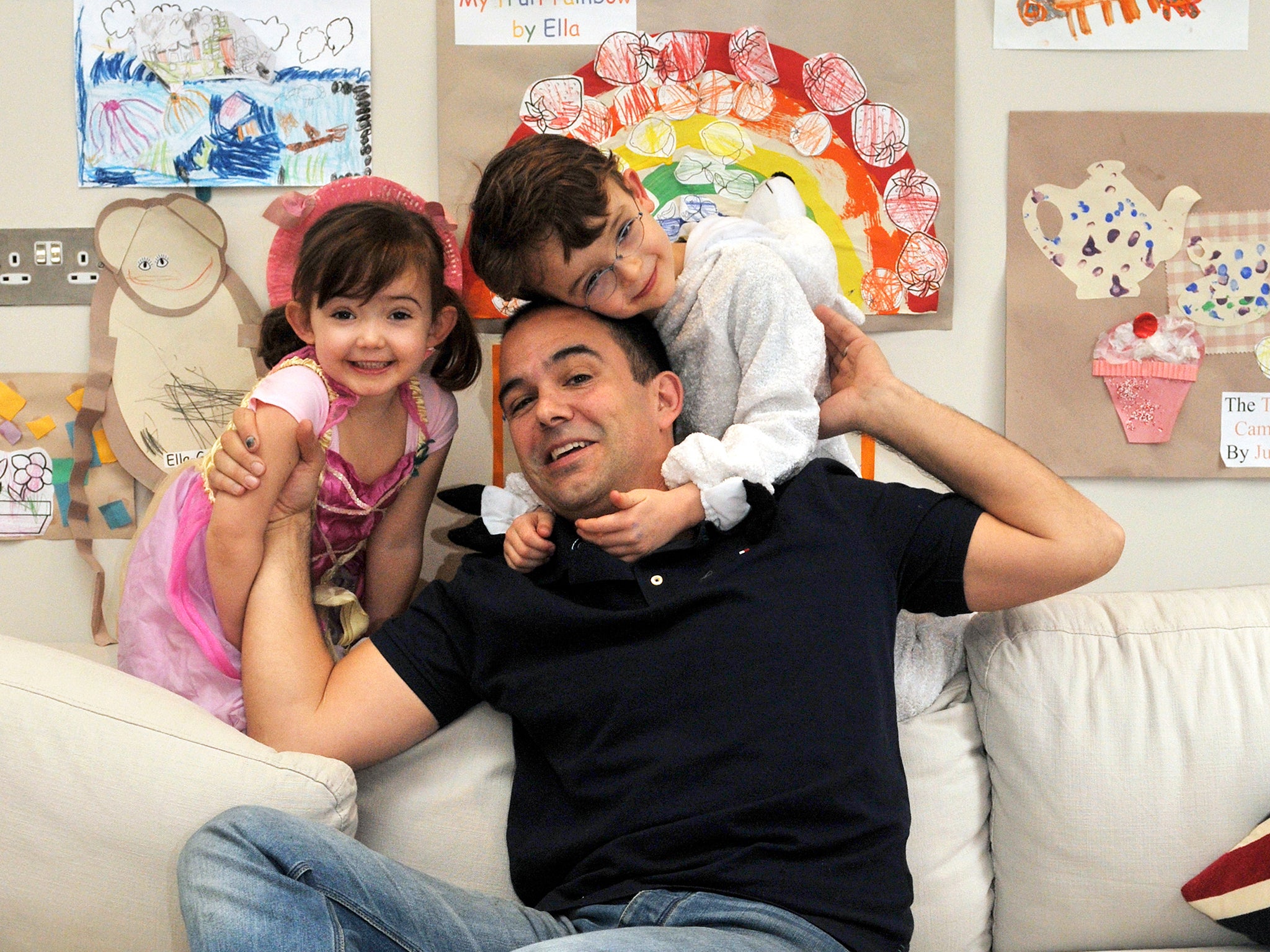 Andy Jackson with Ella, aged three, and Santi, five