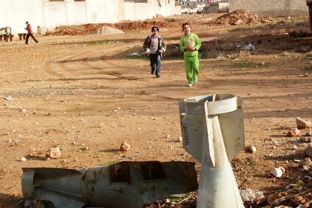 Children playing in Daraya, near Damascus
