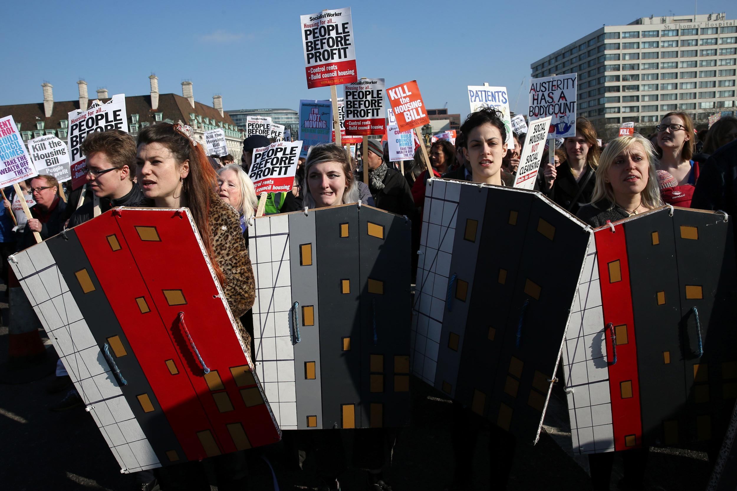 Protesters on Westminster Bridge