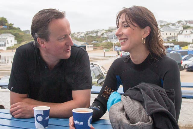 David Cameron on holiday in Cornwall with his wife Samantha Cameron