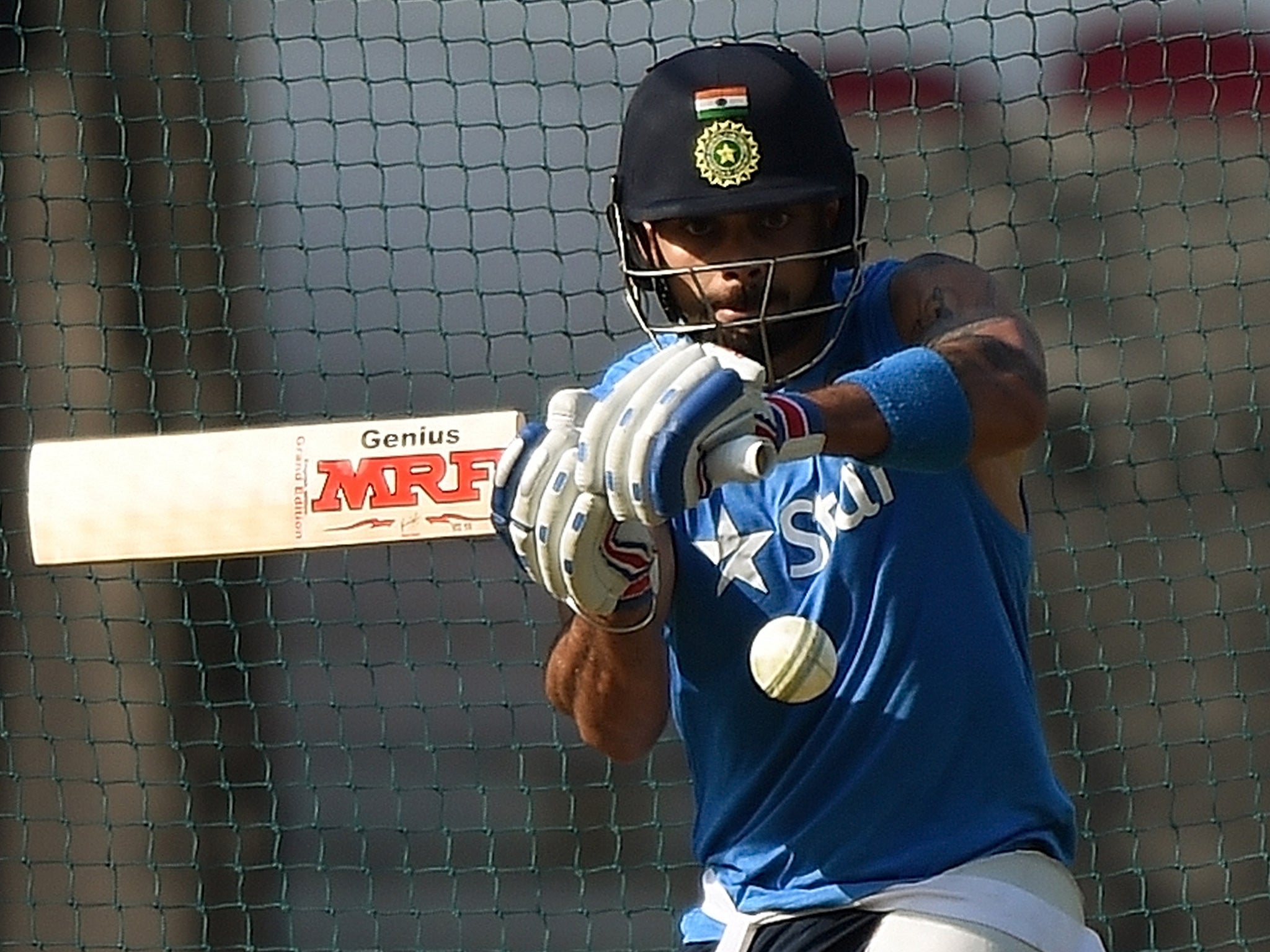 Virat Kohli bats in the nets on Monday