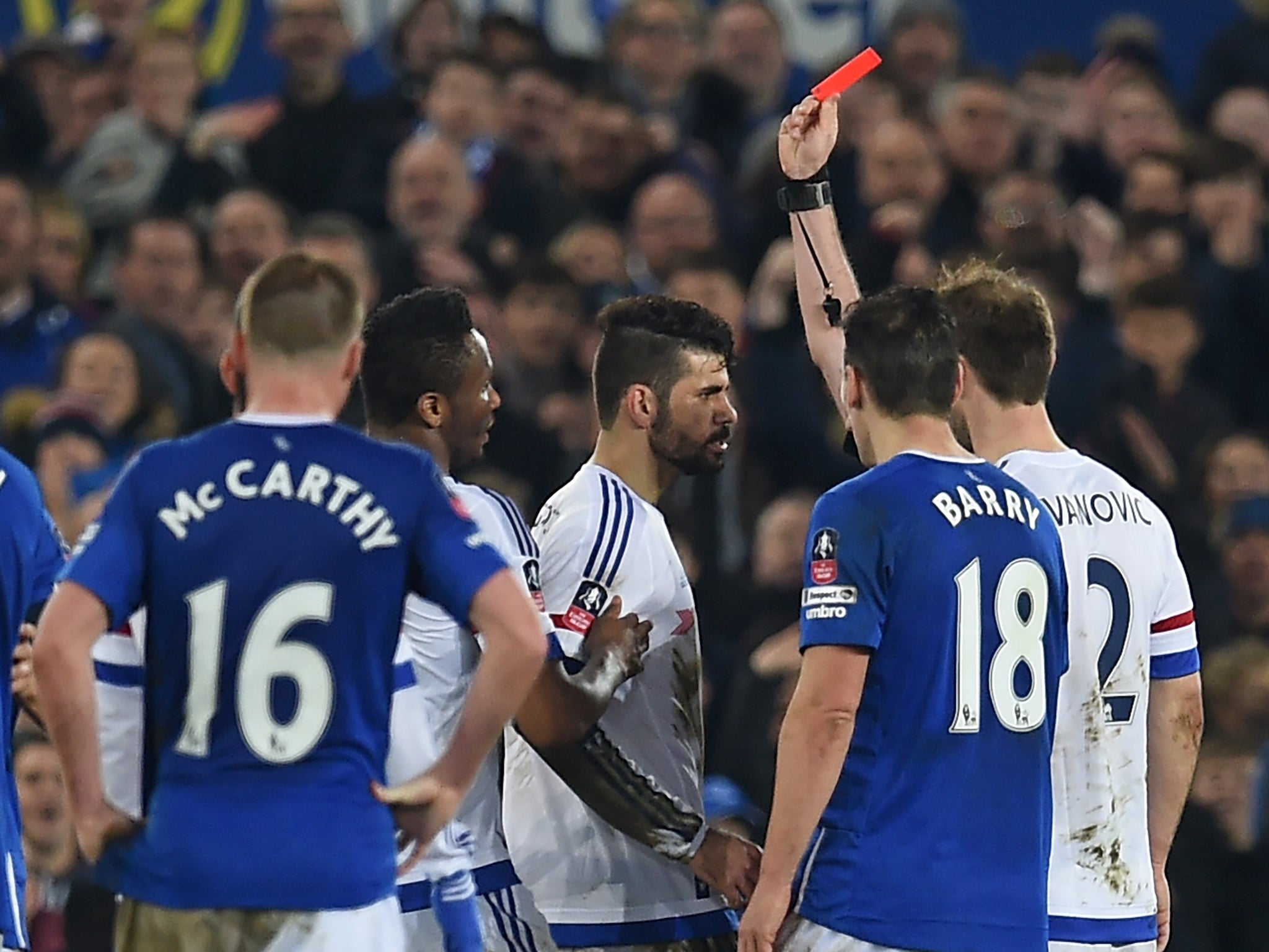 Diego Costa was later dismissed in the match