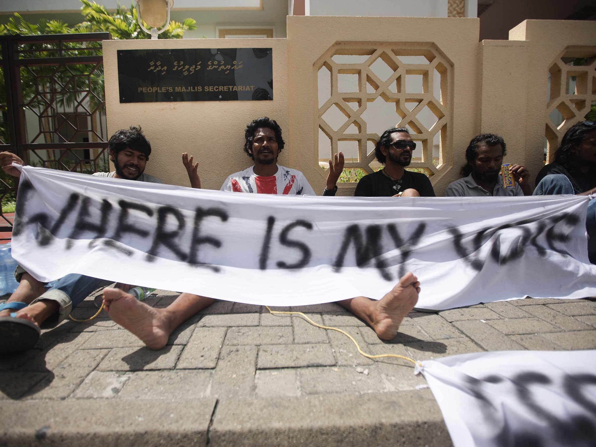 Protestors demonstrate in the Maldives – evidence, the Government says, of its openness and willingness to address issues of democracy and human rights