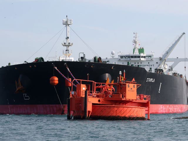 The ‘Starla’, an Iranian crude oil tanker at sea in February