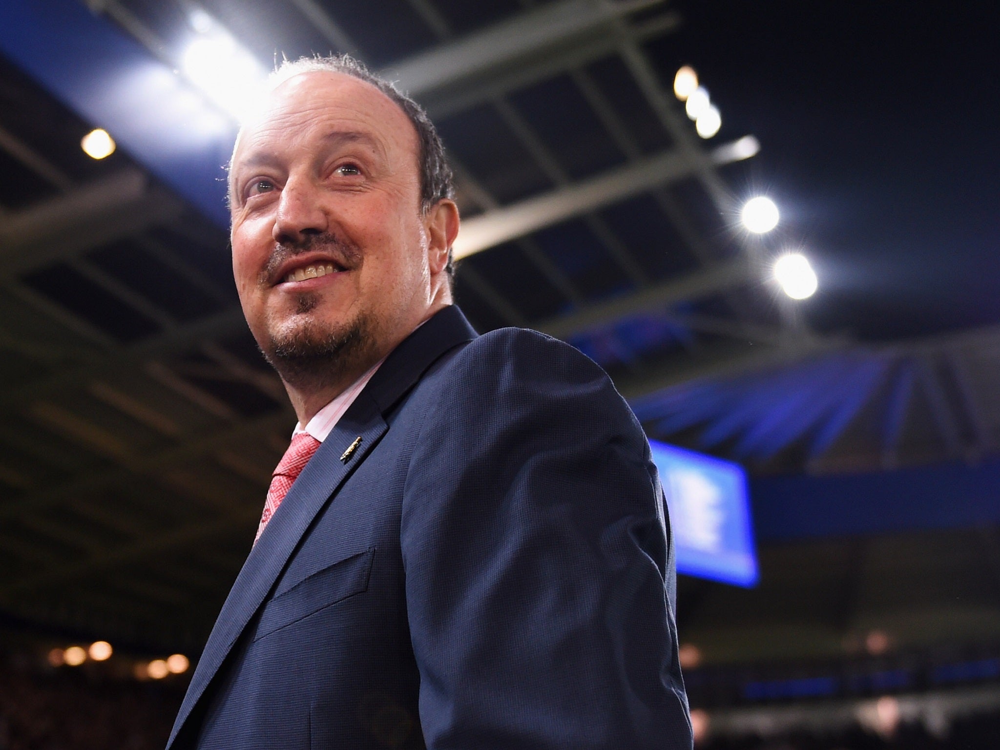 Rafa Benitez watches on the side-lines at Leicester