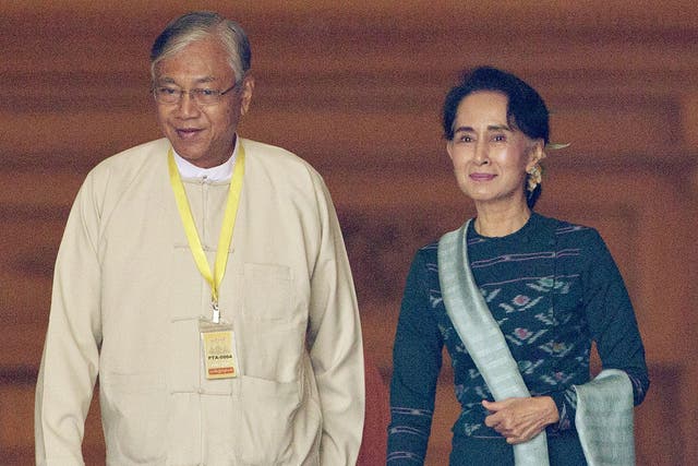 Htin Kyaw with Augn San Suu Kyi