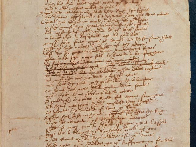 Shakespeare's handwriting in the manuscript for the play 'Sir Thomas More'