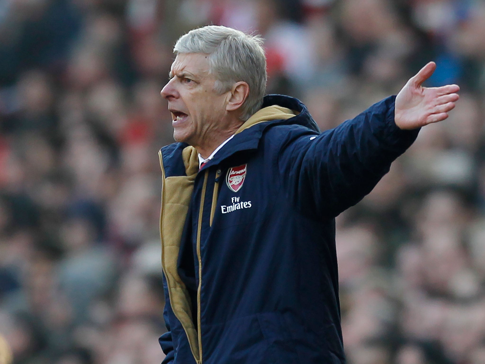 Arsène Wenger shows his frustration during Arsenal’s FA Cup defeat by Watford on Sunday