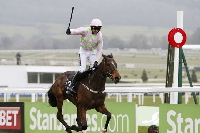 Ruby Walsh celebrates after riding Douvan to victory in the Arkle
