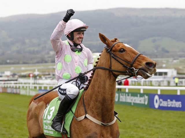 Ruby Walsh celebrates riding Annie Power to victory in the Champion Hurdle