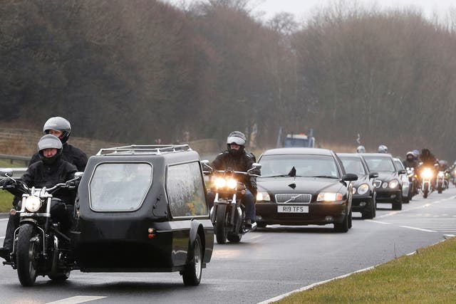 Motorcycle clubs from around the country joined 53-year-old Mick Collings, known as Whitby Mick, on his final journey