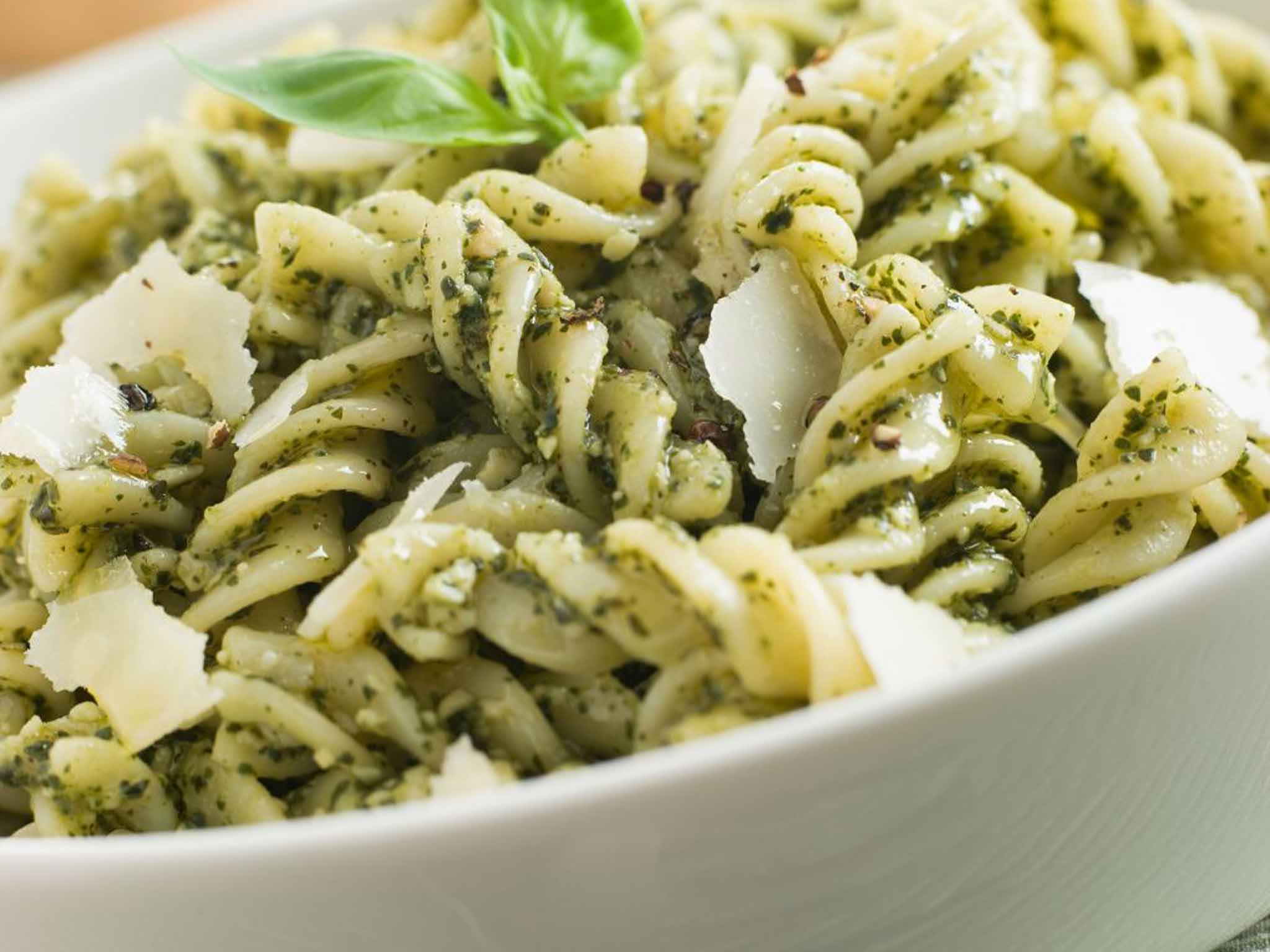 Going nuts: fusilli with pesto