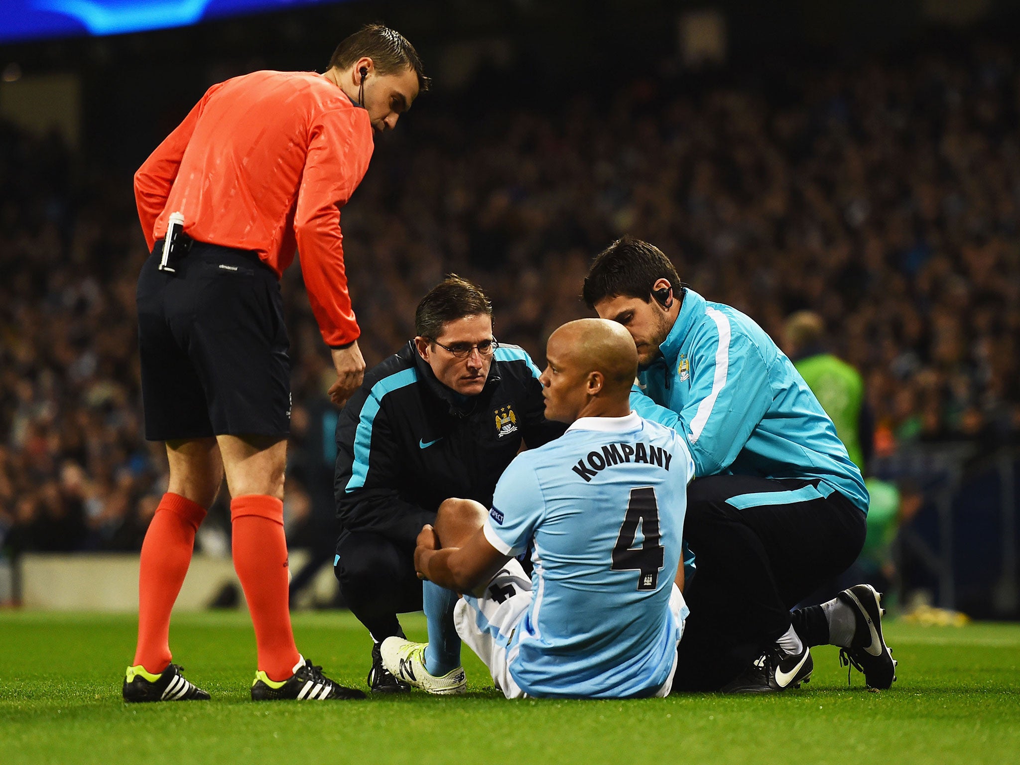 Vincent Kompany after hurting himself against Dinamo Kiev