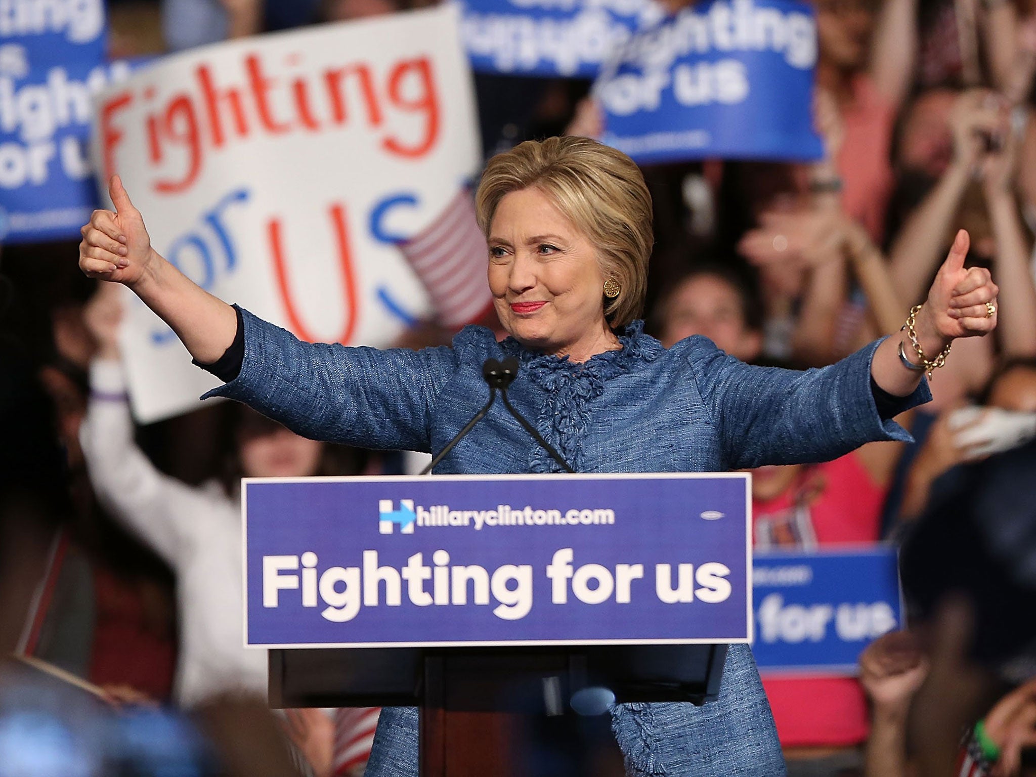 Hillary Clinton is leading Mr Sanders in the battle to secure delegates
