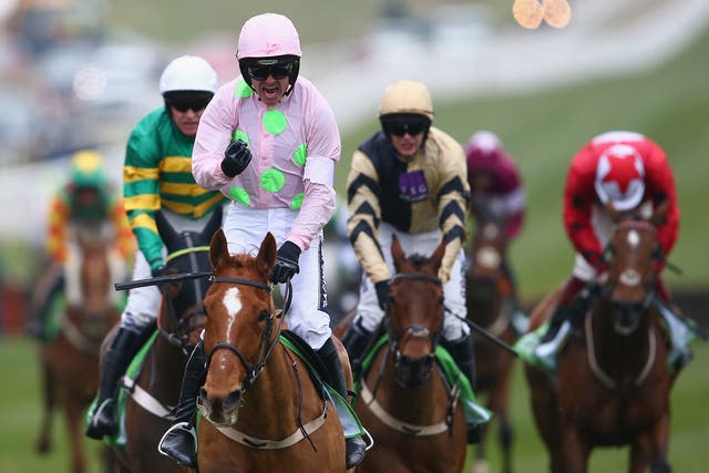 Ruby Walsh celebrates after riding Annie Power to victory at Cheltenham