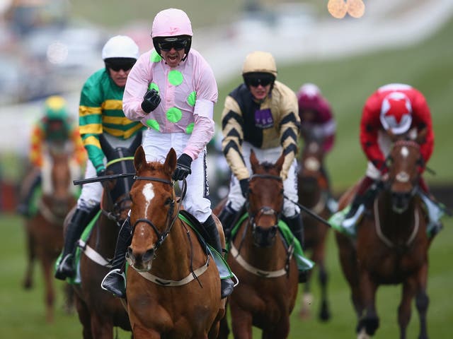 Ruby Walsh celebrates after riding Annie Power to victory at Cheltenham