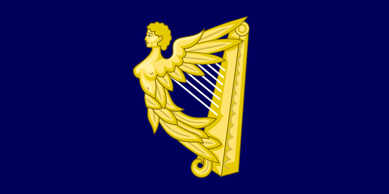 The blue flag of the Kingdom of Ireland was officially used from 1542 until 1801