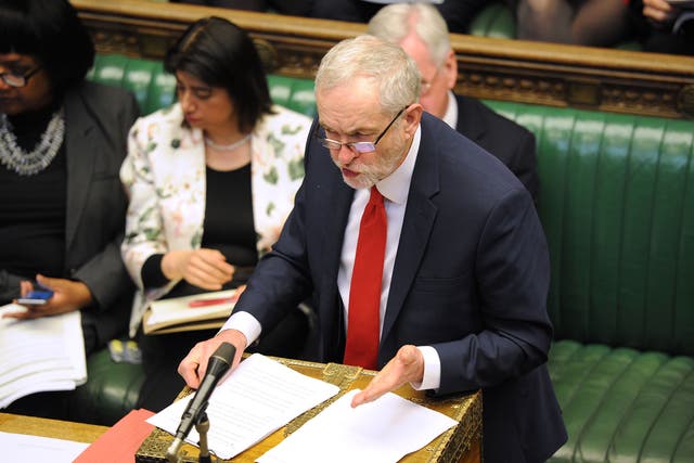 Jeremy Corbyn, leader of the Labour Party, addresses the Commons