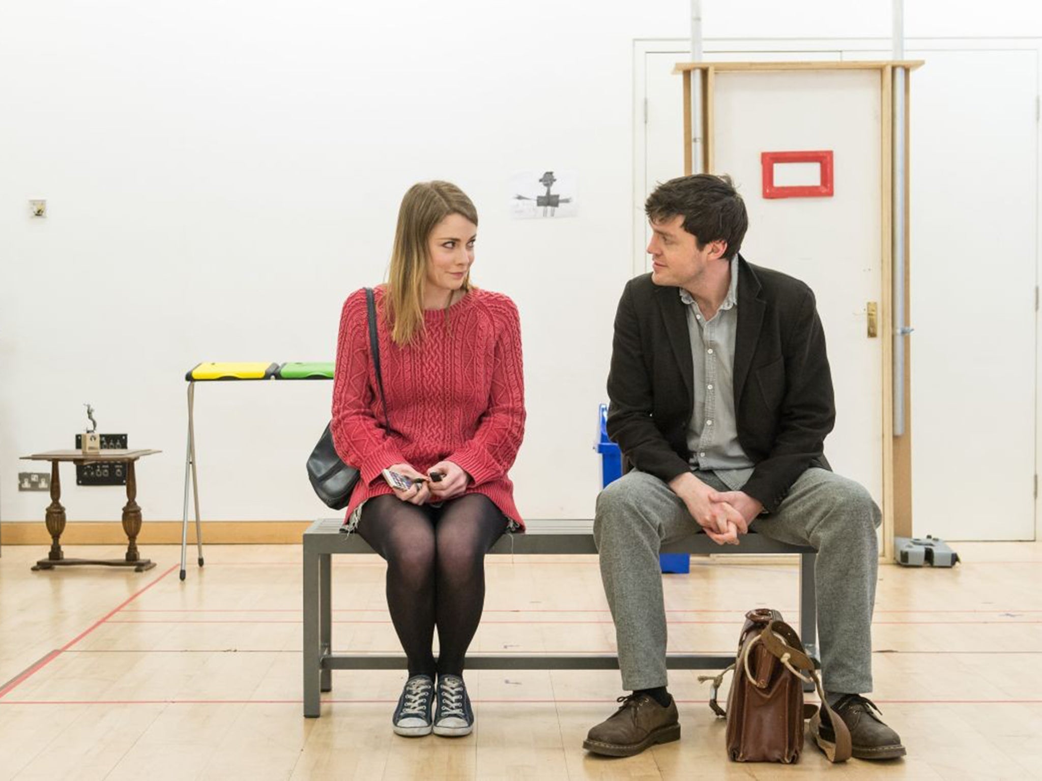 Lauren O’Neil and Tom Burke in rehearsals for ‘Reasons to be Happy’