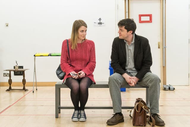 Lauren O’Neil and Tom Burke in rehearsals for ‘Reasons to be Happy’