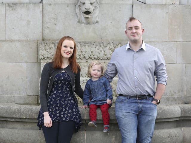 The Morris family at Williamson Park, Lancaster with daughter Seren
