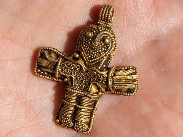 The cleaned up crucifix, found by an amateur metal detector