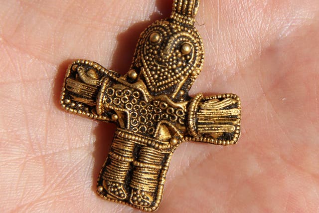 The cleaned up crucifix, found by an amateur metal detector