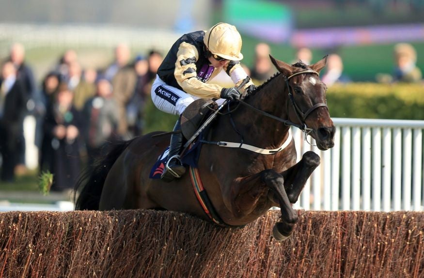 Black Hercules on his way to victory in the JLT Novices' Chase