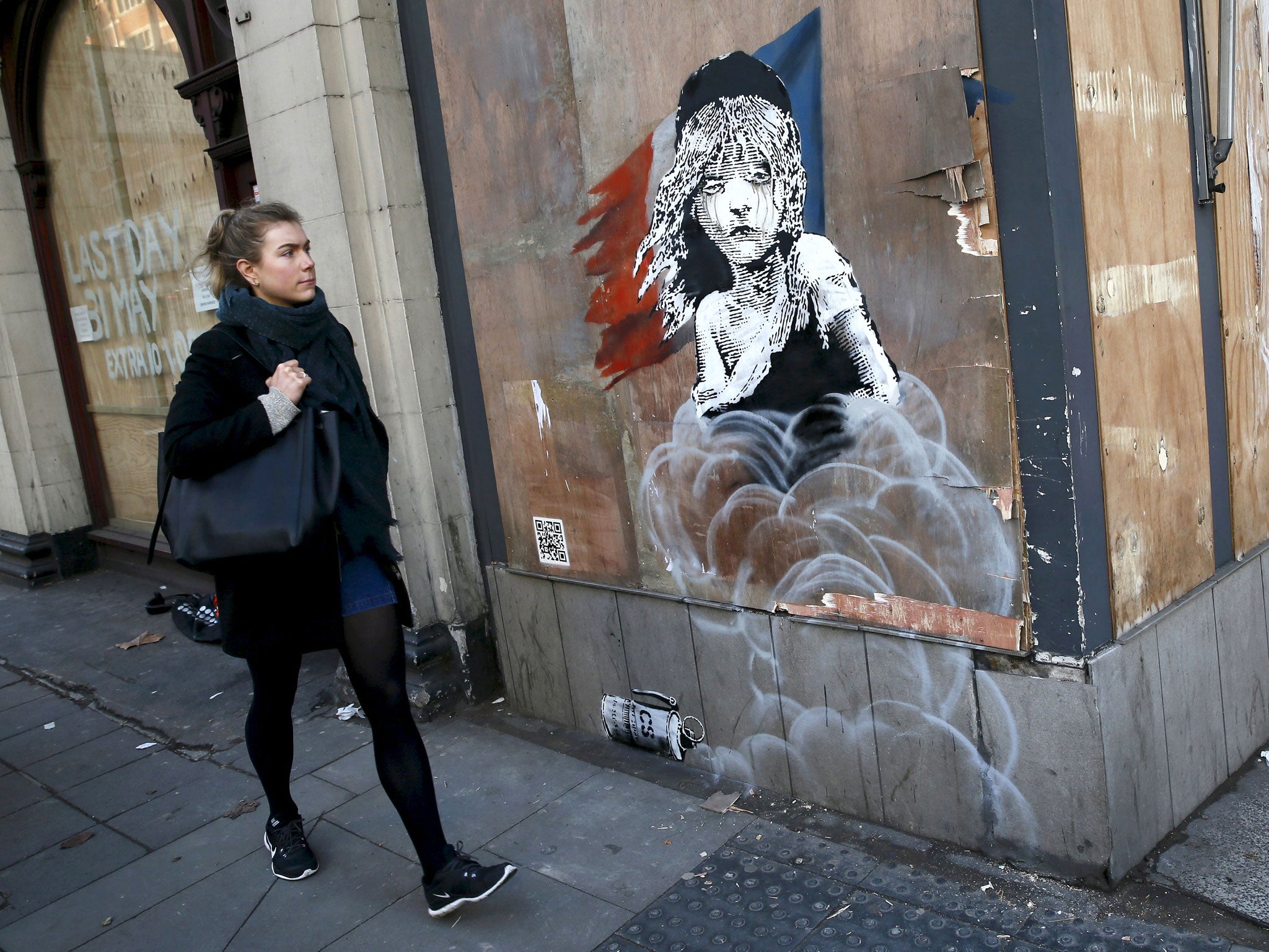 Revolutionary figure: a graffiti mural by Banksy