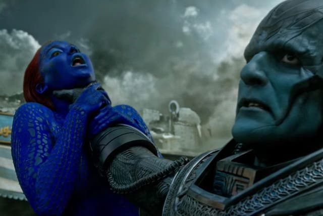 Oscar Isaac and Jennifer Lawrence in Bryan Singer's X-Men: Apocalpyse