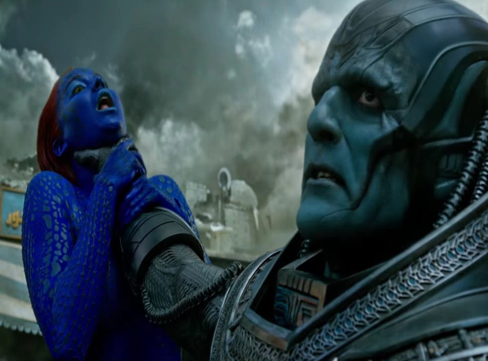 Oscar Isaac and Jennifer Lawrence in Bryan Singer's X-Men: Apocalpyse