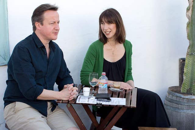 David Cameron and Samantha Cameron in Lanzarote in April 2014