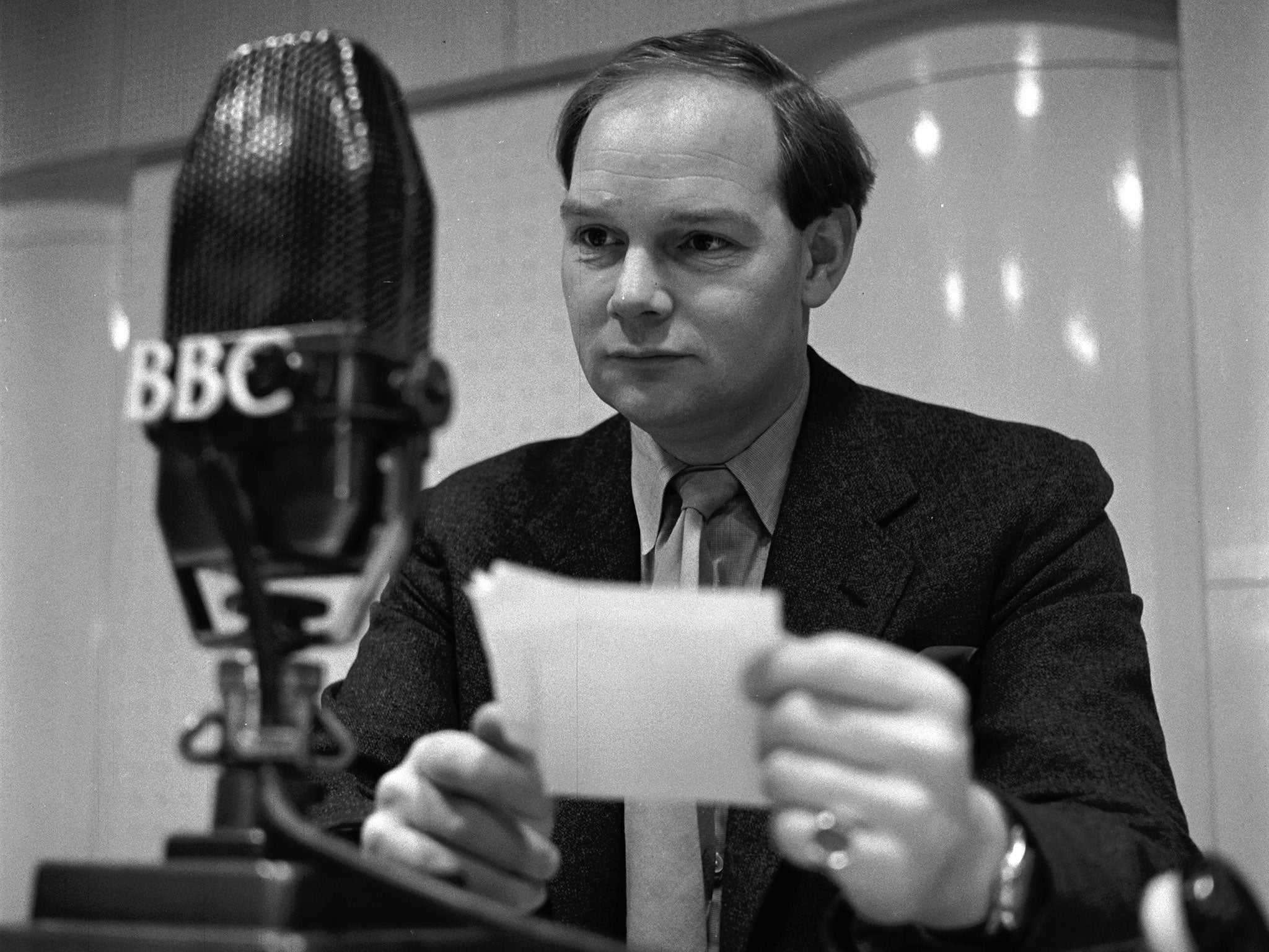 Michelmore reads out a request on ‘Housewives’ Choice’ in 1956