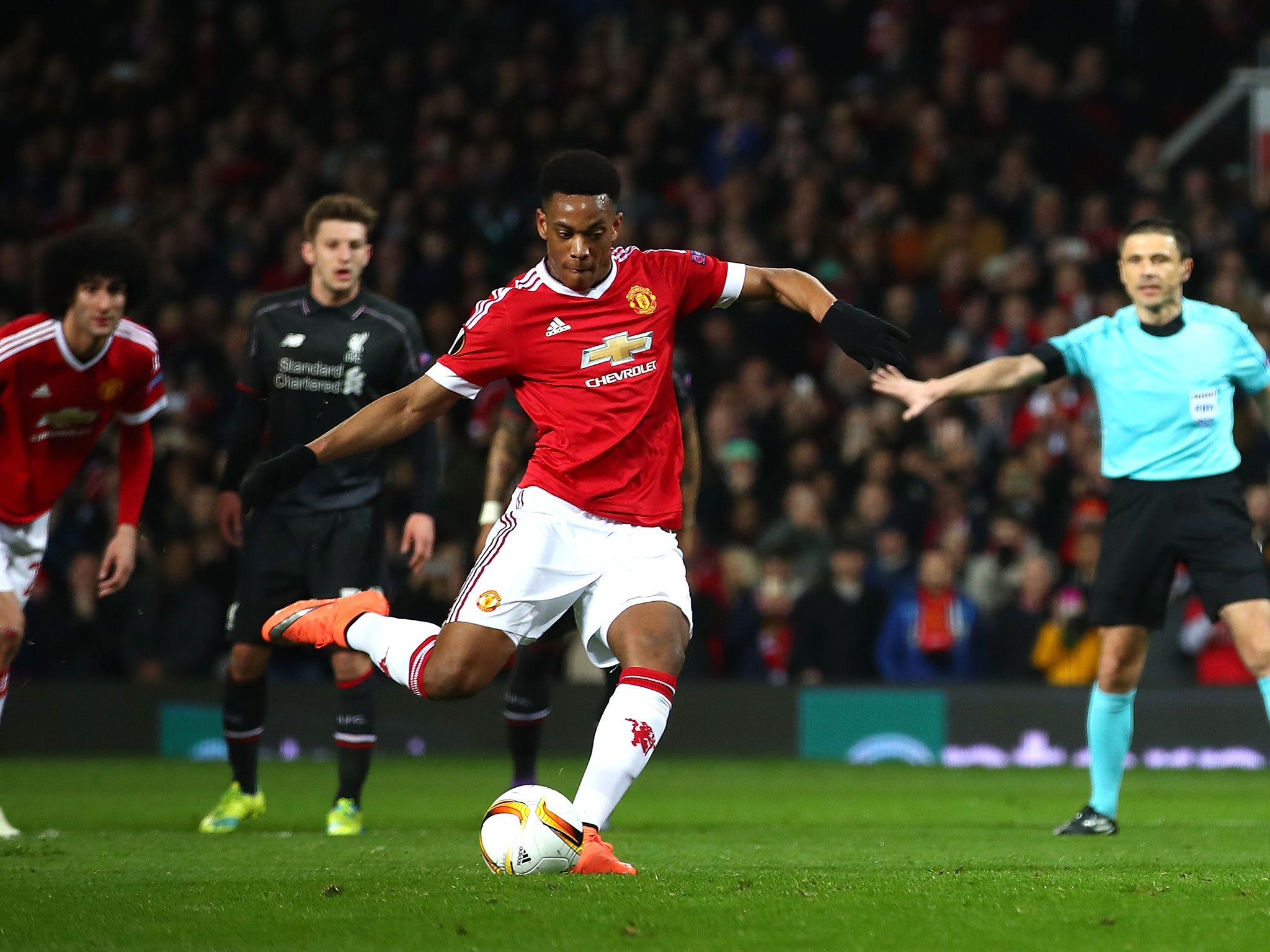 Anthony Martial scores from the penalty spot
