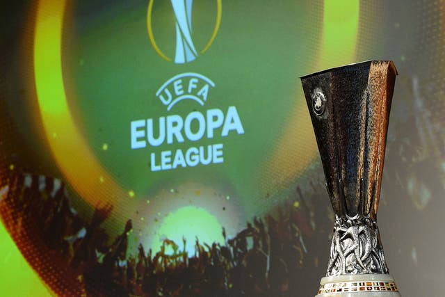 A view of the Europa League trophy