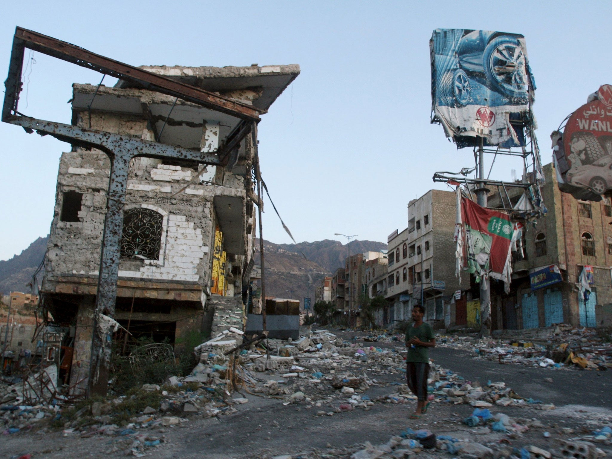 The town of Taiz was destroyed in a year-long Houthi siege. People have no jobs and no money to pay for scarce supplies when they become available