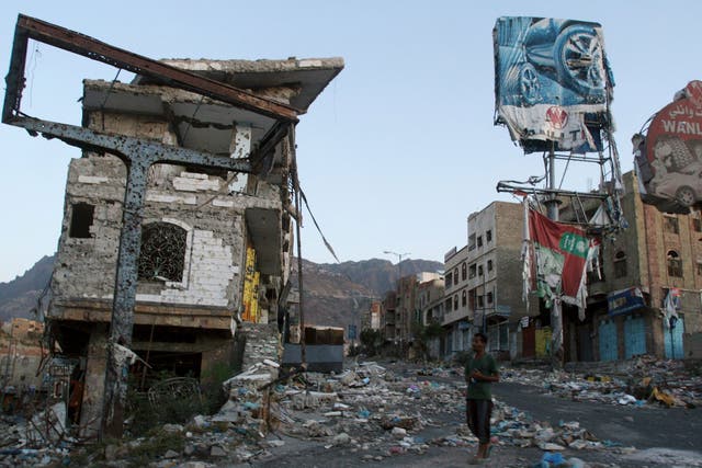 The town of Taiz was destroyed in a year-long Houthi siege. People have no jobs and no money to pay for scarce supplies when they become available