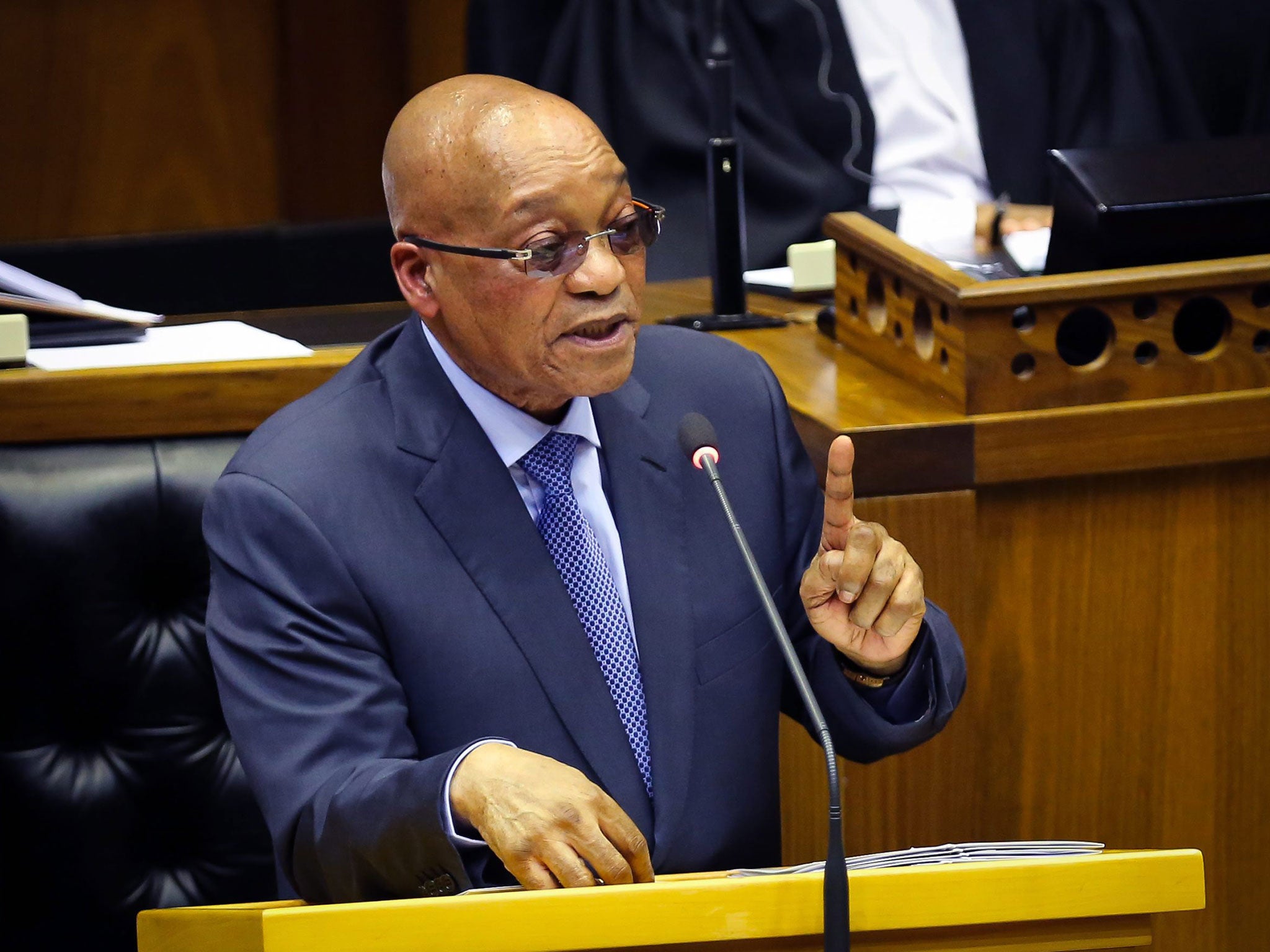 South African president Jacob Zuma during a question and answer session in Parliament in Cape Town, South Africa