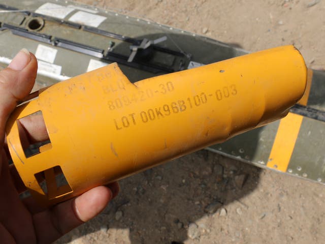 Part of a cluster munition found in Yemen capital