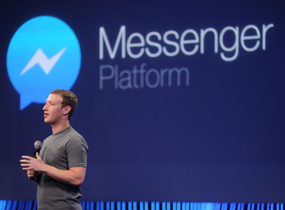 Facebook co-founder Mark Zuckerberg speaks about Messenger at the F8 conference in 2015